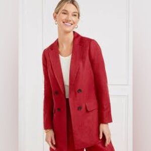 Talbots Women’s Red Linen Double-Breasted Blazer – Size 6